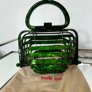 CULT GAIA GREEN ACRYLIC 'LILLETH' TOP HANDLE BAG